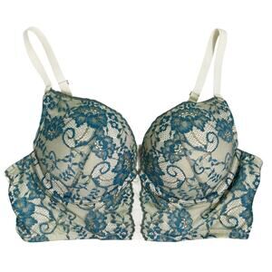 Torrid Push Up Plunge Sexy Blue Lace Bra 40C Womens